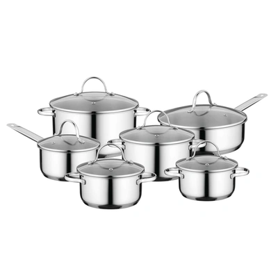 Berghoff Essentials Comfort 12pc 18/10 Stainless Steel Cookware Set With Glass Lids In Multi