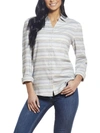 WEATHERPROOF VINTAGE WOMENS STRIPED FLANNEL BUTTON-DOWN TOP