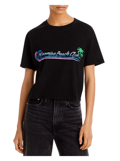 Bloomie's Beach Club Womens Graphic Boxy Cropped In Black