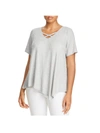 STATUS BY CHENAULT WOMENS HEATHERED RIBBED T-SHIRT