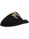 Steve Madden Ability Womens Faux Fur Slip On Slide Slippers In Black
