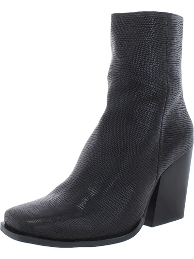 Seychelles Everytime You Go Womens Leather Lizard Print Ankle Boots In Black
