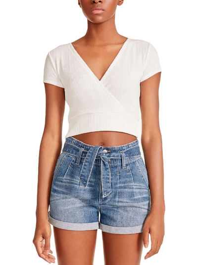 Madden Girl Juniors Womens Cutout Knit Cropped In White