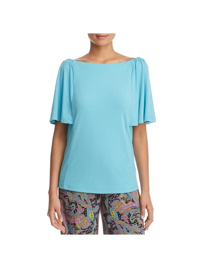 Le Gali Blair Womens Flutter Sleeve Gathered Blouse In Blue
