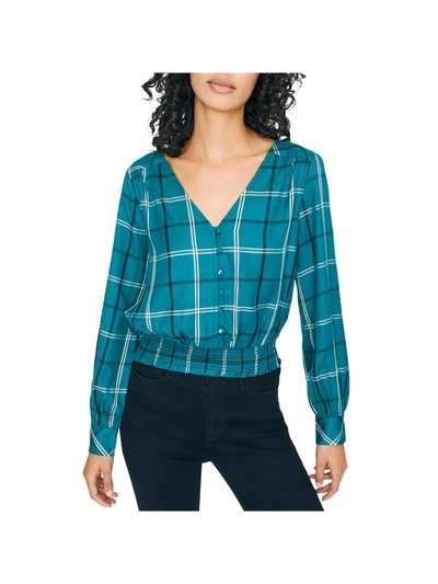 Sanctuary Fool For You Womens Check Print Button Down Peasant Top In Multi