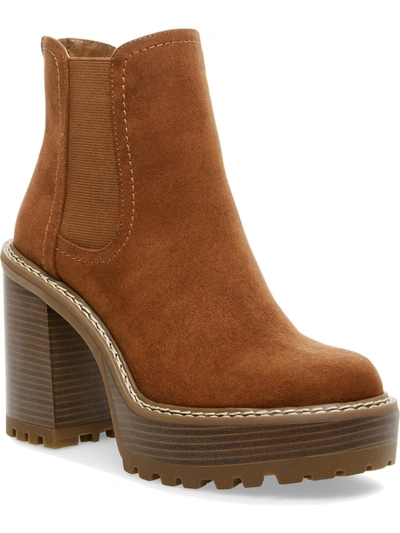 Madden Girl Kamora Womens Faux Suede Ankle Platform Boots In Brown