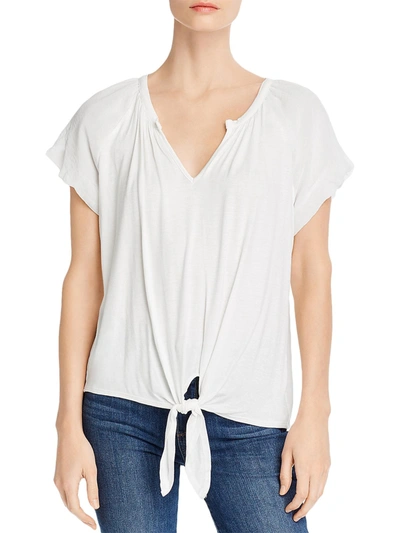 Kim & Cami Womens Short Sleeves V-neck Blouse In White