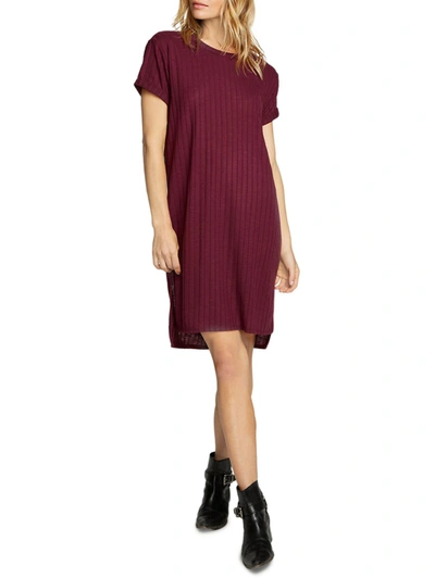 Chaser Womens Ribbed Knee T-shirt Dress In Red