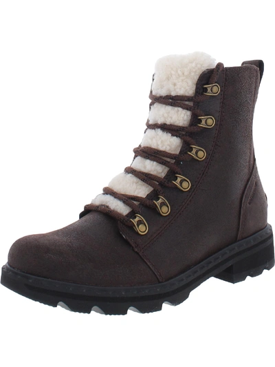 Sorel Lennox Lace Cozy Womens Leather Ankle Combat & Lace-up Boots In Multi