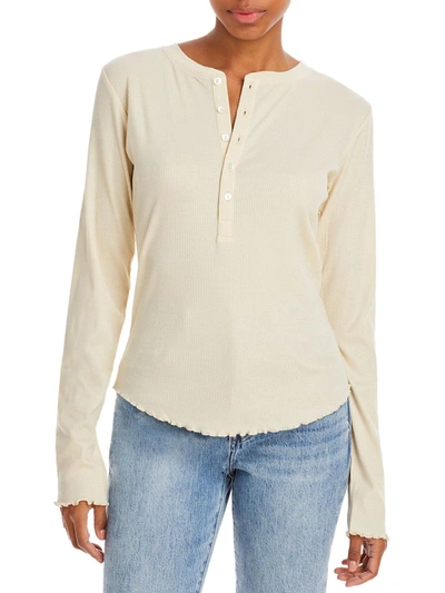 Wsly The Rivington Ribbed Stretch-tencel Henley Top In Beige