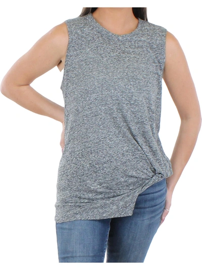 Style & Co Womens Twist Front Linen Blend Tank Top In Grey