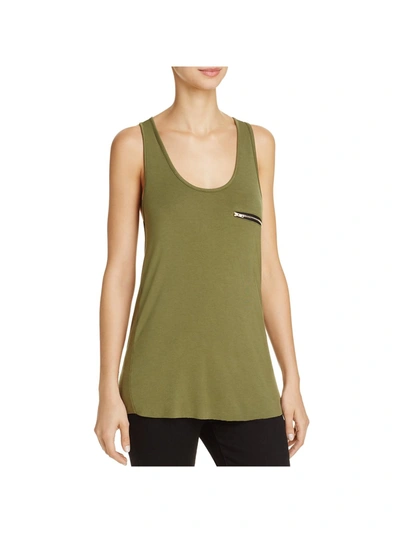 Pol Womens Woven Zipper Tank Top In Green