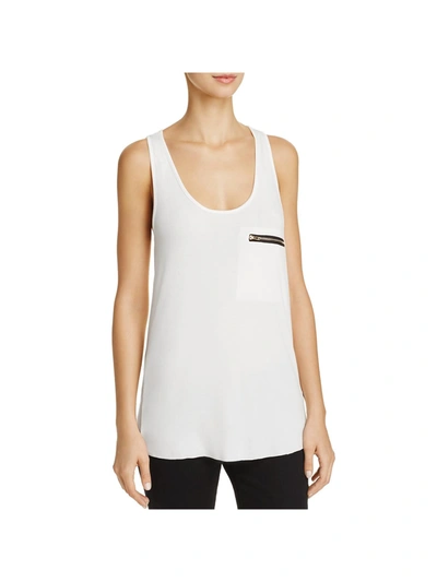 Pol Womens Woven Zipper Tank Top In White