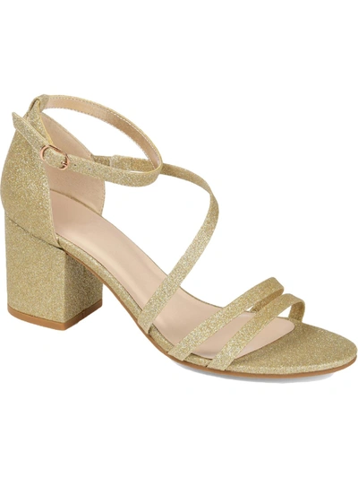 Journee Collection Bella Womens Glitter Block Heels In Gold