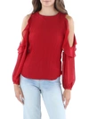 1.STATE WOMENS COLD SHOULDER PINTUCK BLOUSE
