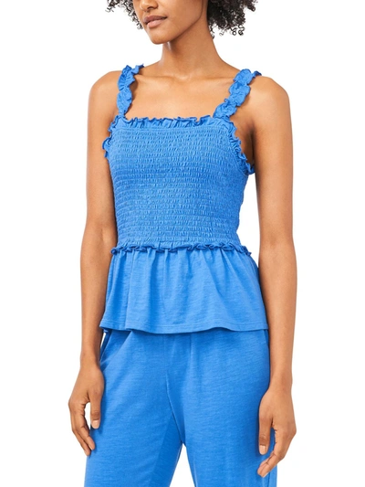 Riley & Rae Womens Smocked Stretch Tank Top In Blue