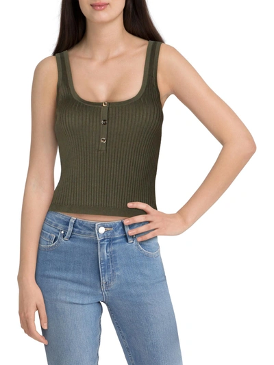 Lini Callie Womens Ribbed Knit Scoop Neck Tank Top In Green
