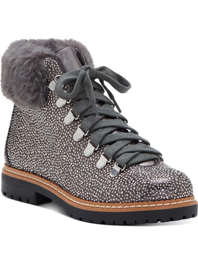 Inc Pravale 3 Womens Embellished Textured Lace-up Boot In Grey