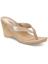 STYLE & CO Chicklet Womens Faux Leather Thong Wedge Sandals