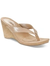 Style & Co Chicklet Wedge Thong Sandals, Created For Macy's Women's Shoes In Brown