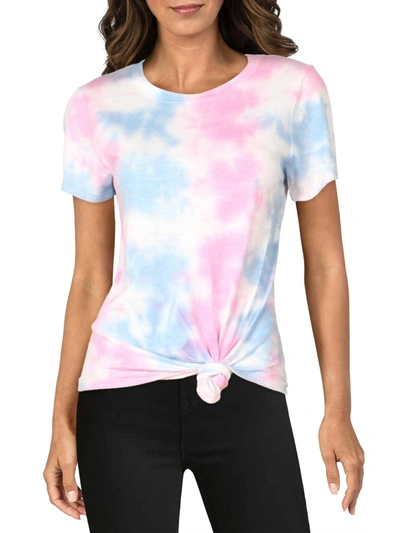 Sanctuary Perfect Knot Womens Tie-dye Knotted Pullover Top In Multi