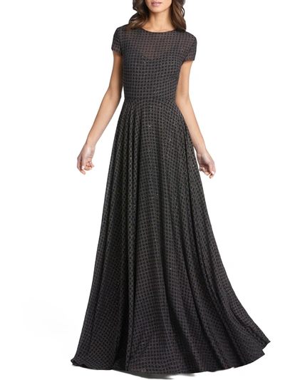 Mac Duggal Womens Metallic Long Evening Dress In Black