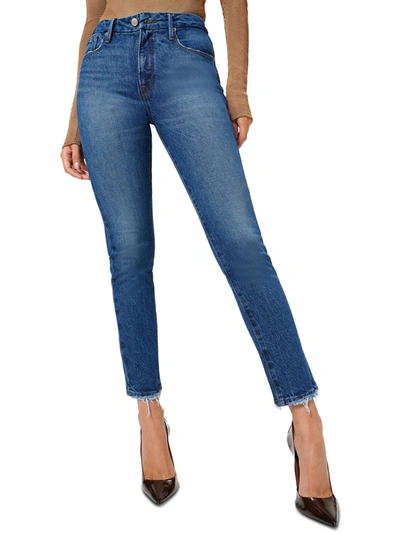 Good American Womens Denim Frayed Hem Cropped Jeans In Blue