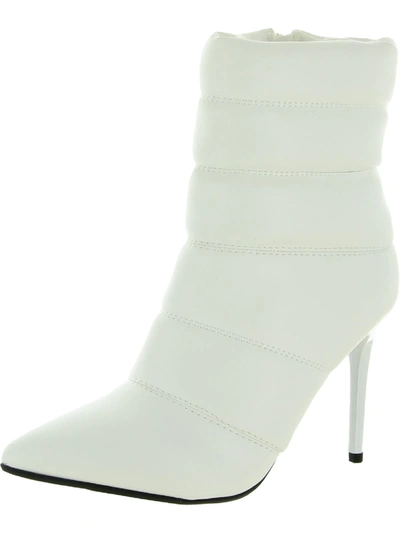 Wild Pair Duaa  Womens Faux Leather Ankle Ankle Boots In White