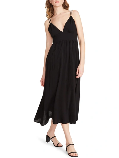 Bb Dakota By Steve Madden Challi Womens Smocked Back Adjustable Straps Midi Dress In Black