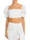 Just Bee Queen Womens Linen Calla Cropped In White