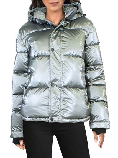 Bcbgeneration Womens Quilted Warm Puffer Jacket In Silver