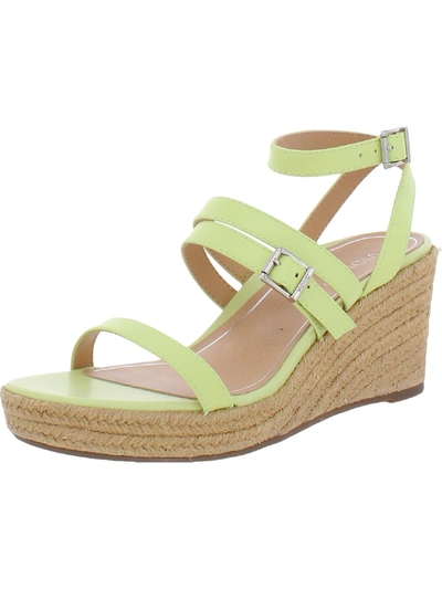 Vionic Sabina Womens Leather Ankle Strap Wedge Sandals In Green