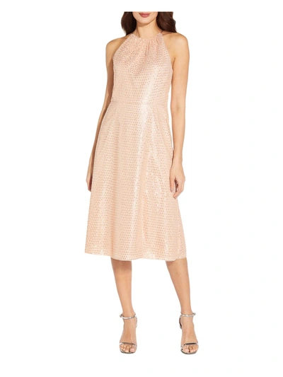 Aidan Mattox Womens Halter Sequined Cocktail And Party Dress In Pink