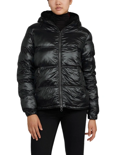 Pajar Snow Womens Water Repellent Sherpa Puffer Jacket In Black