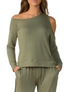 Elan Womens Boatneck One Shoulder Pullover Top In Green