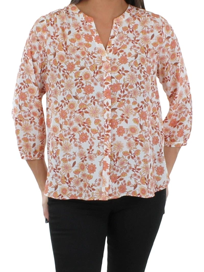 Nydj Womens Floral Print Button Down Blouse In Multi
