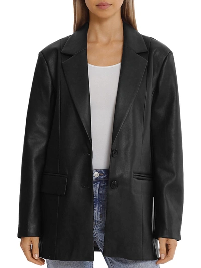 Bagatelle.nyc Womens Faux Leather Lightweight Shirt Jacket In Black
