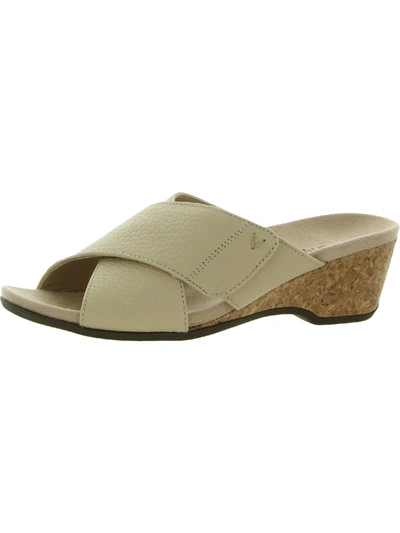 Vionic Paradise Leticia Lzrd Womens Open Toe Slip On Wedge Sandals In Beige