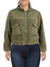 Rails Peyton Womens Quilted Mixed Media Teddy Coat In Green