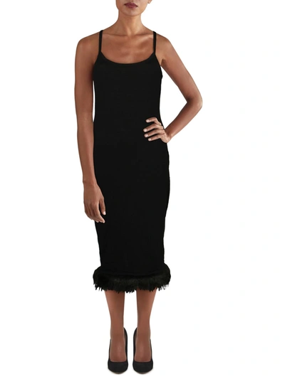 Danielle Bernstein Womens Sleeveless Mid-calf Sweaterdress In Black