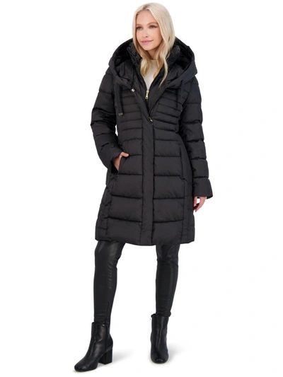 Tahari Casey Womens Insulated Vegan Puffer Jacket In Noir