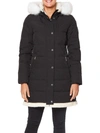 Vince Camuto Womens Faux Fur Warm Puffer Jacket In Black