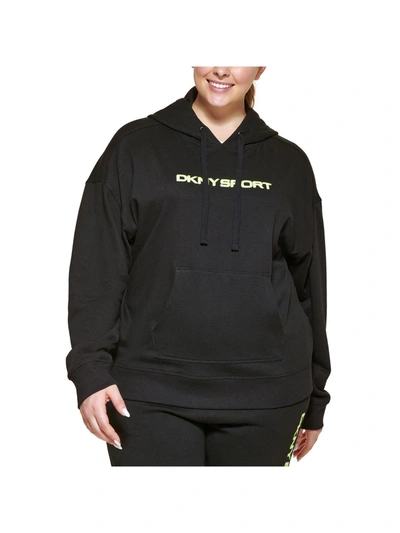 Dkny Sport Plus Womens French Terry Logo Hoodie In Black