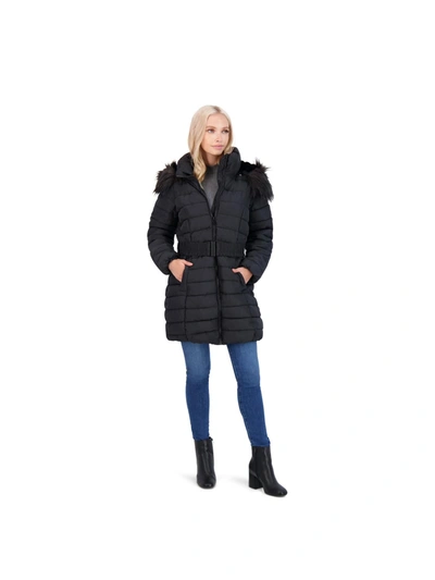 Jessica Simpson Womens Faux Fur Heavyweight Puffer Coat In Black