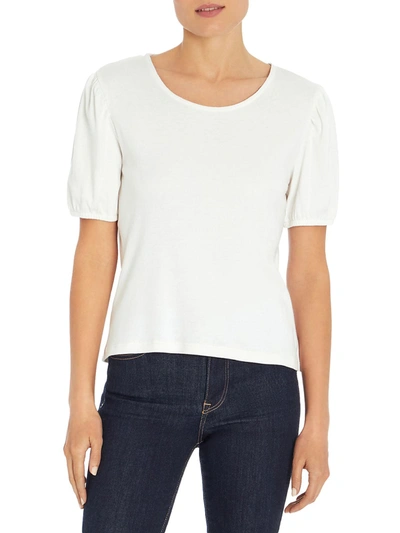 Three Dots Womens Puff Sleeve Boatneck T-shirt In White