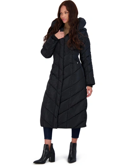 Steve Madden Womens Fleece Lined Quilted Maxi Coat In Black