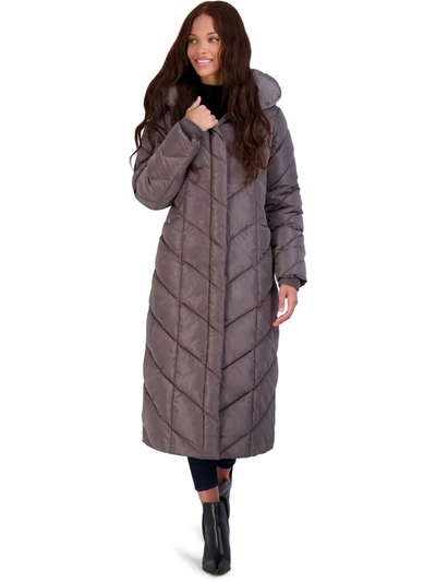 Steve Madden Womens Fleece Lined Quilted Maxi Coat In Grey