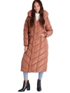 Steve Madden Womens Fleece Lined Quilted Maxi Coat In Brown