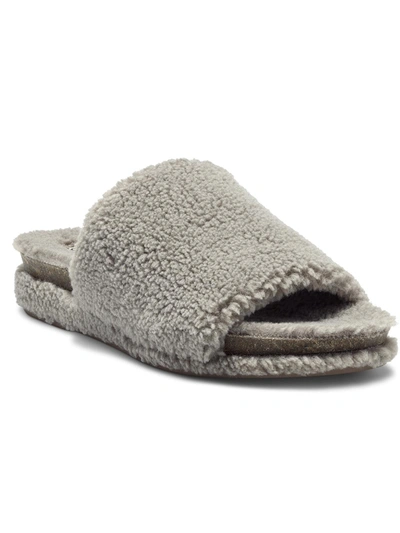 Lucky Brand Gadini Womens Faux Fur Open Toe Fleece Slippers In Multi