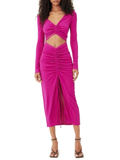 Nicholas Shayla Ruched Cutout Stretch-jersey Midi Dress In Pink